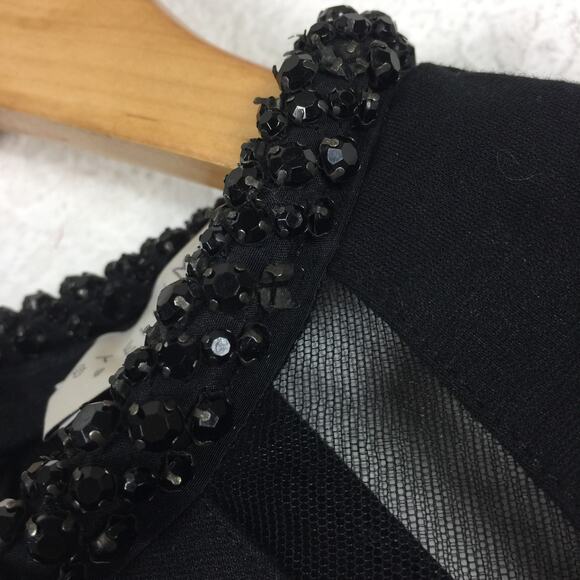 Stella McCartney Black Embellished Neck Mesh Insert Knee Length Dress Size 44 - Picture 8 of 13